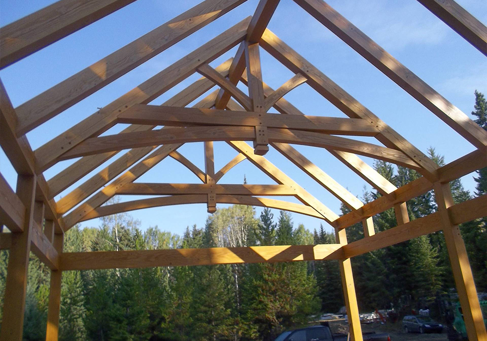 Wooden roof beams