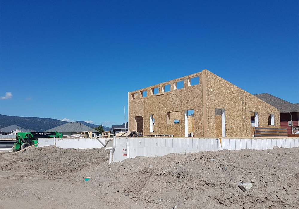 Walls of a new home being built
