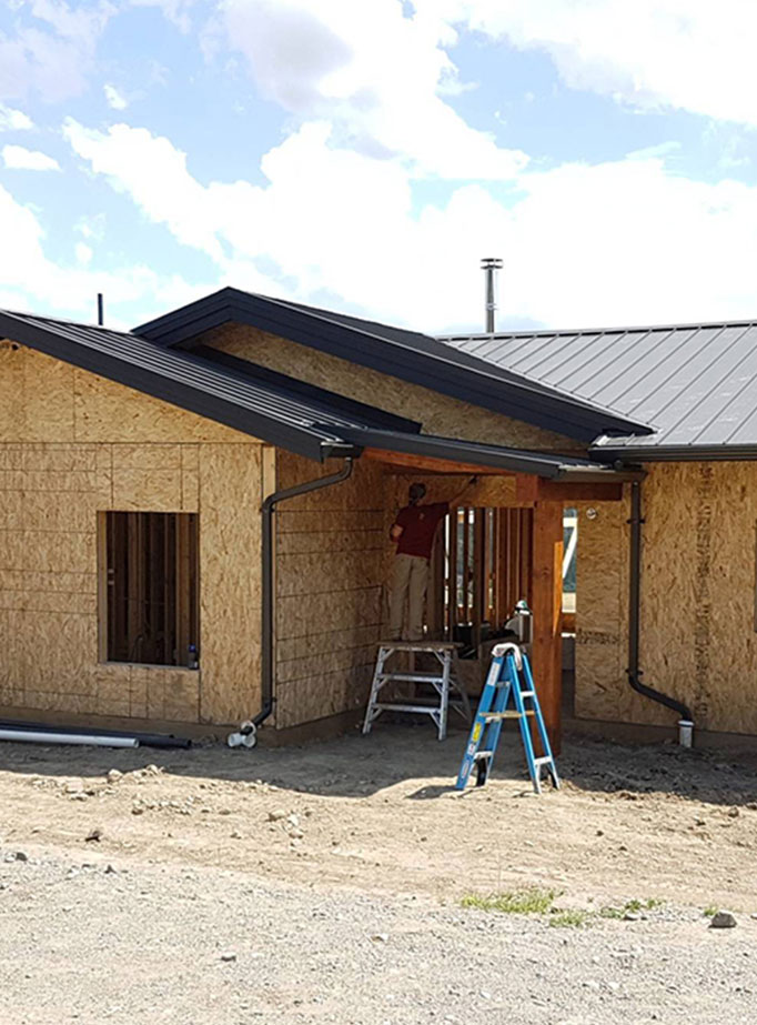 structural insulated panels being installed